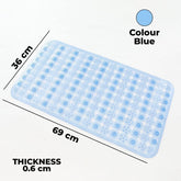 Kuber Industries Bathroom Mat|Anti Slip Mat for Bathroom Floor|Durable,Wear Resistant & Easy to Maintain|Acupressure & Foot Massager Door Mat with Water Drainage Holes|SG-01|69x36 cm,Blue (Pack of 3)